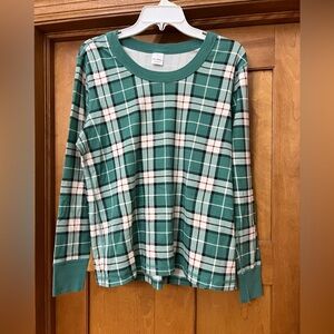 Hanna Andersson Plaid Pajama Top Women’s Size XL Green White Red